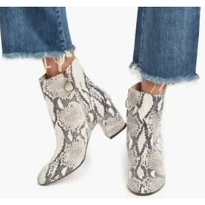 ABLE Celina Leather Snakeskin Block Heel Bootie Ankle Boots Size 7
